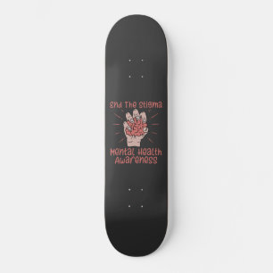 End The Stigma Mental Health Awareness T-Shirt iPa Skateboard