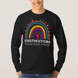 End The Stigma Mental Health Matters Rainbow Boho T-Shirt