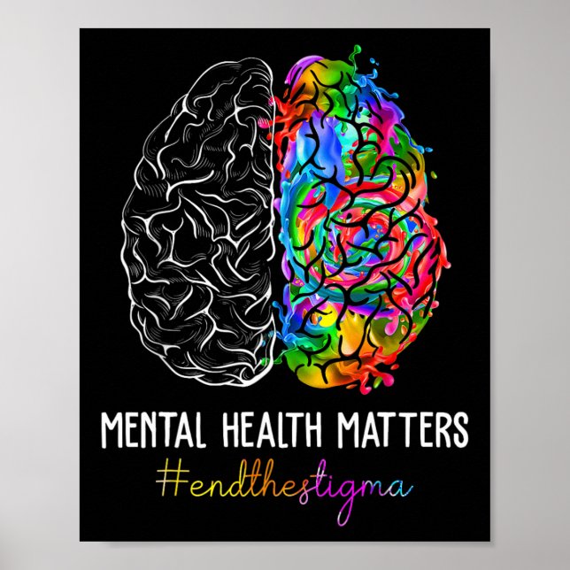 End The Stigma Mental Health Problems Mental Aware Poster (Front)