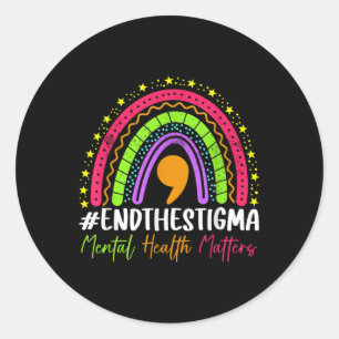 End The Stigma Mental Health S Awareness Cute Rain Classic Round Sticker