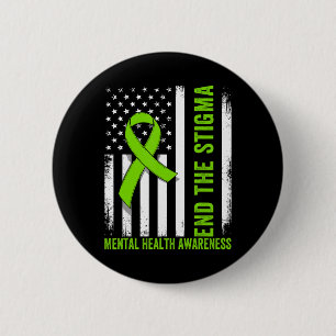 End The Stigma Us Flag Mental Health Awareness Men 6 Cm Round Badge