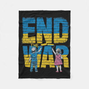 End The War Graffiti Children Support Zelensky Ukr Fleece Blanket