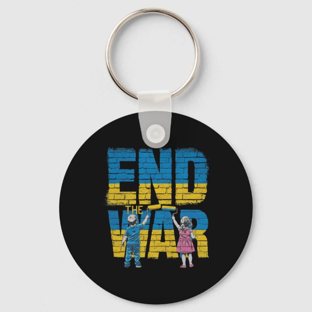 End The War Graffiti Children Support Zelensky Ukr Key Ring (Front)