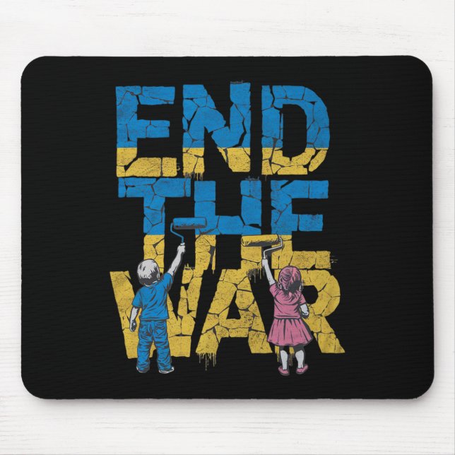 End The War Graffiti Children Support Zelensky Ukr Mouse Mat (Front)