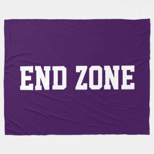 END ZONE Athletic White Retro Text On Deep Purple Fleece Blanket