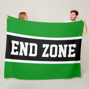END ZONE Bold Gridiron Green Black White Stripes Fleece Blanket