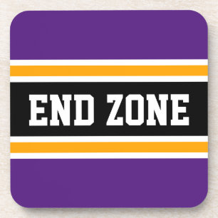 END ZONE Bold Purple Yellow Black Sports Stripes Coaster