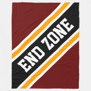 END ZONE Bold Red Yellow Black Football Stripes Fleece Blanket