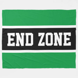 END ZONE Bright Green Black White Athletic Stripes Fleece Blanket