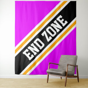 END ZONE Bright Pink Black Racing Stripes Backdrop Tapestry