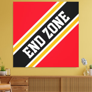 END ZONE Bright Red Yellow Black Racing Stripes Canvas Print