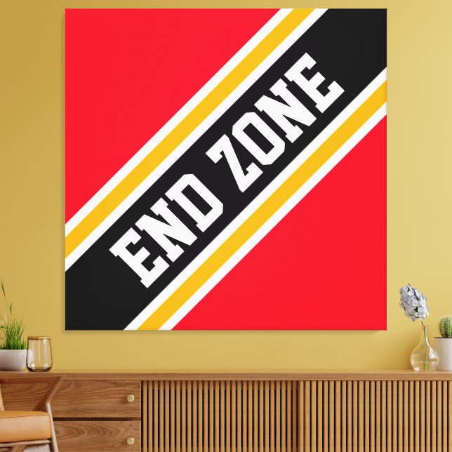 END ZONE Bright Red Yellow Black Racing Stripes Canvas Print (Insitu(LivingRoom))