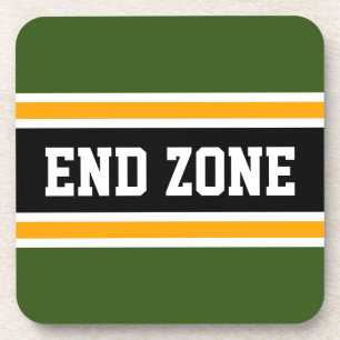 END ZONE Forest Green Yellow Black Sports Stripes Coaster