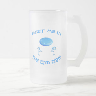 End Zone Frisbee Frosted Glass Beer Mug