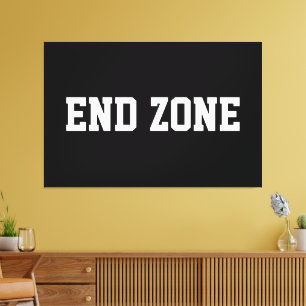 END ZONE Fun Athletic Football Text On Bold Black Canvas Print