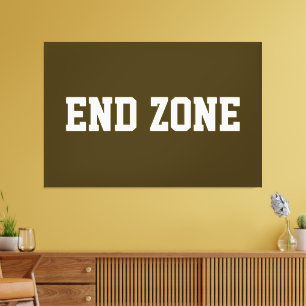 END ZONE Fun Athletic Football Text On Bold Brown Canvas Print