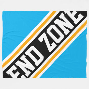 END ZONE Fun Cool Azure Blue Black Racing Stripes Fleece Blanket