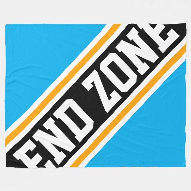 END ZONE Fun Cool Azure Blue Black Racing Stripes Fleece Blanket (Front (Horizontal))
