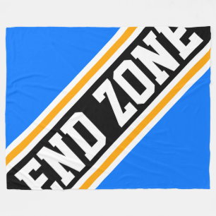END ZONE Fun Cool Bright Blue Black Racing Stripes Fleece Blanket