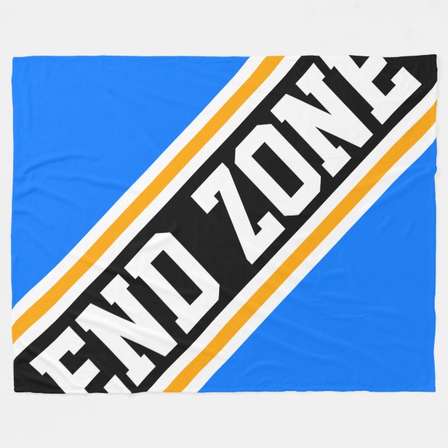 END ZONE Fun Cool Bright Blue Black Racing Stripes Fleece Blanket (Front (Horizontal))