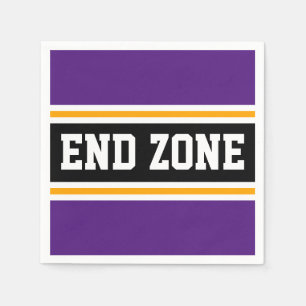 END ZONE Fun Royal Purple Orange Black Stripes Napkin