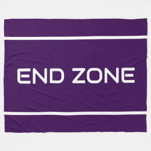 END ZONE Sleek White Text Stripes On Deep Purple Fleece Blanket