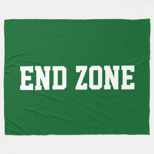 END ZONE White Retro Text On Athletic Bold Green Fleece Blanket
