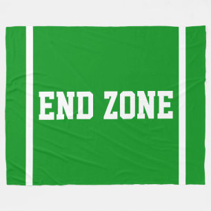 END ZONE White Text Edge Stripes On Bright Green Fleece Blanket