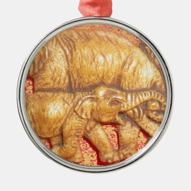 Endangered African Mara Elephants Metal Tree Decoration (Front)