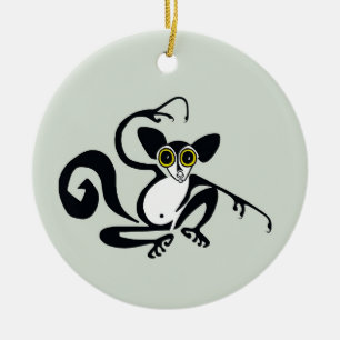 Endangered animal - AYE-AYE -Wildlife - Primate Ceramic Tree Decoration