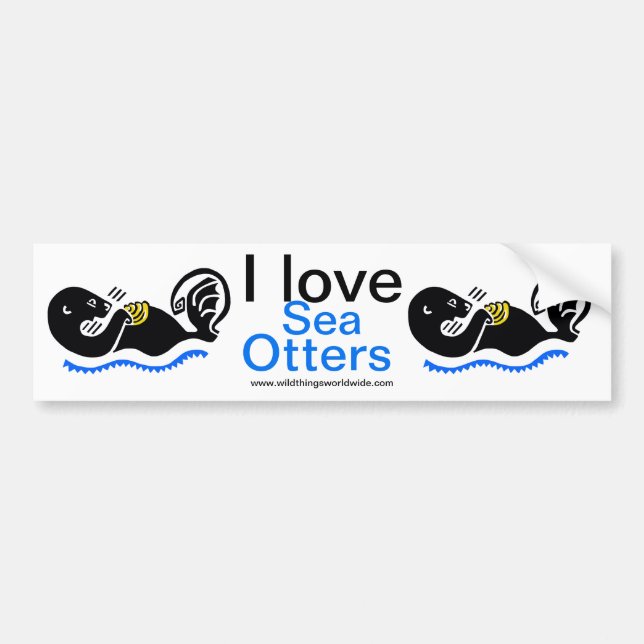 Endangered animal -  I love Sea OTTERS - Nature Bumper Sticker (Front)
