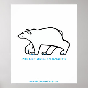Endangered animal - Polar BEAR - Arctic wildlife - Poster
