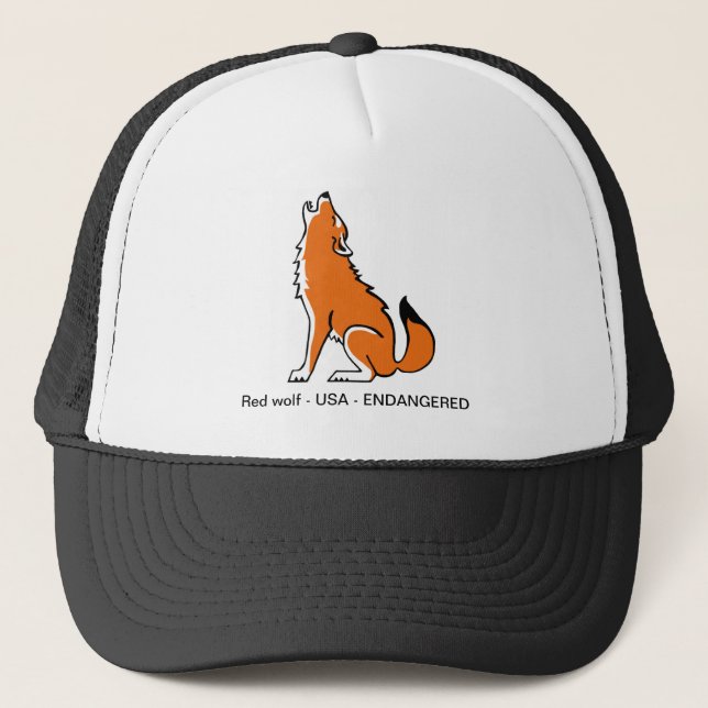 Endangered animal - Red WOLF -  Wildlife warrior - Trucker Hat (Front)