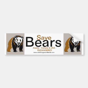 Endangered animal -  Save BEARS -Ecology Bumper Sticker