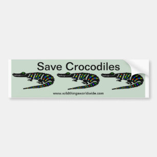 Endangered animal -Save CROCODILES  - Nature Green Bumper Sticker