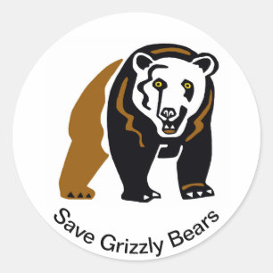 Endangered animal -Save Grizzly BEARS- Wildlife - Classic Round Sticker