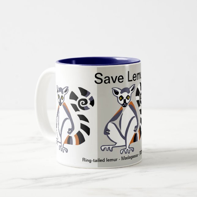 Endangered animal - Save LEMURS  -Nature - Ecology Two-Tone Coffee Mug (Front Left)