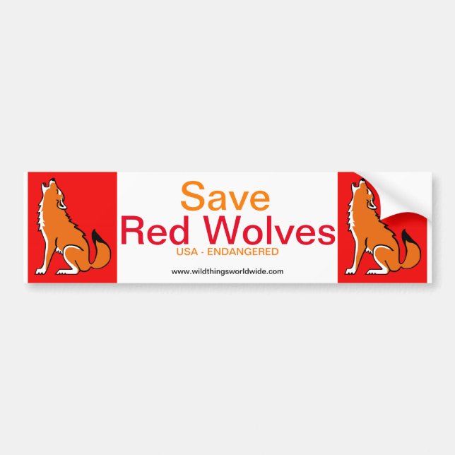 Endangered animal - Save Red WOLVES-Wildlife - Bumper Sticker (Front)