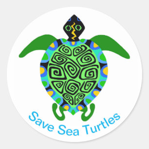 Endangered animal - Save Sea TURTLES - Wildlife -  Classic Round Sticker