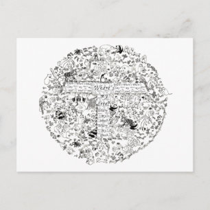 Endangered Animals Trees Planet Earth Drawing Art Postcard