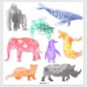 Endangered Animals Watercolor Pattern