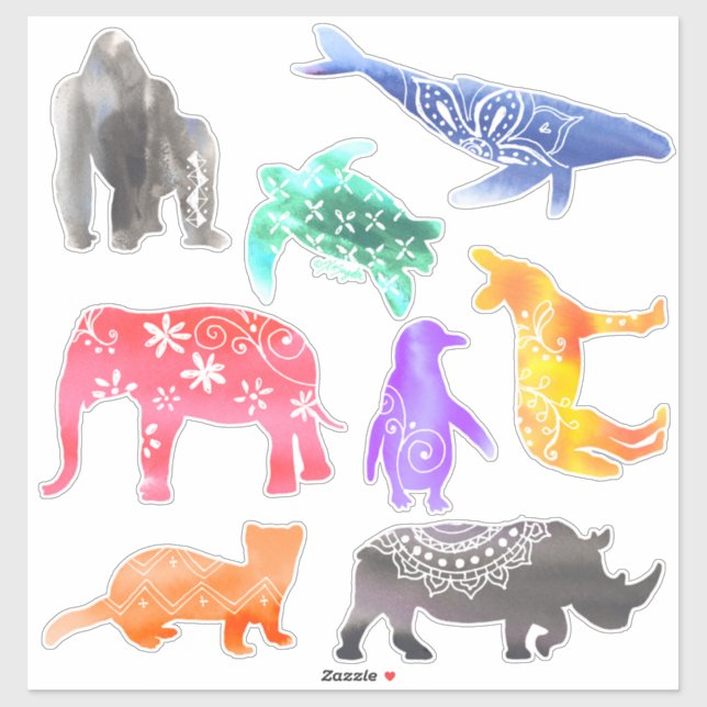 Endangered Animals Watercolor Pattern (Sheet)