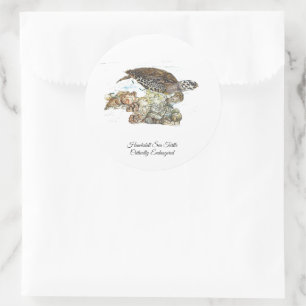 Endangered Hand-Painted Hawksbill Turtle Classic Round Sticker