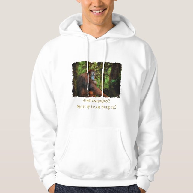 Endangered Orangutans Primate Wildlife Art T-Shirt Hoodie (Front)