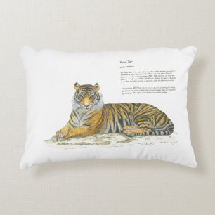 Endangered Regal Bengal Tiger Hand Painted Decorative Cushion