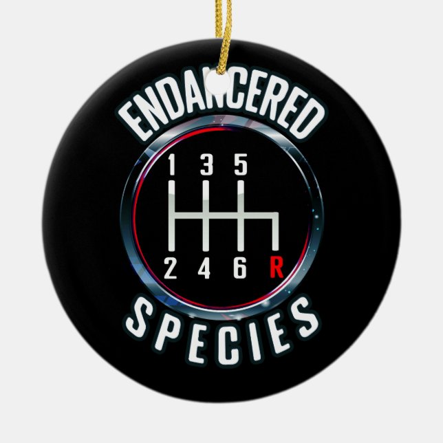 Endangered Species Manual Gearbox Stick Shift 6 Sp Ceramic Tree Decoration (Front)