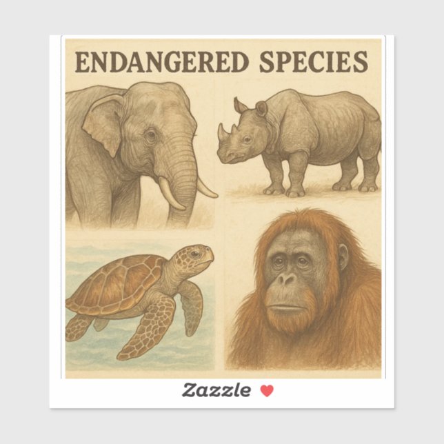 Endangered Species Vintage Illustration  (Sheet)