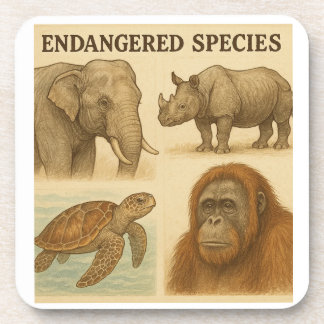 Endangered Species Vintage Illustration Coaster