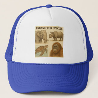 Endangered Species Vintage Illustration Trucker Hat