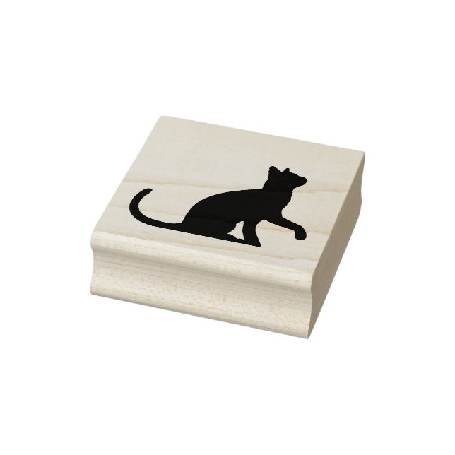 Endearing Cat with a Paw Up Art Stamp (Stamp)
